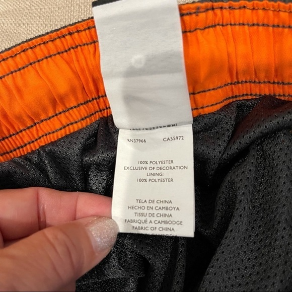 Men’s Nike Swim Trunks Board Shorts Pockets Mesh Lining Gray/ORANGE - Picture 7 of 8